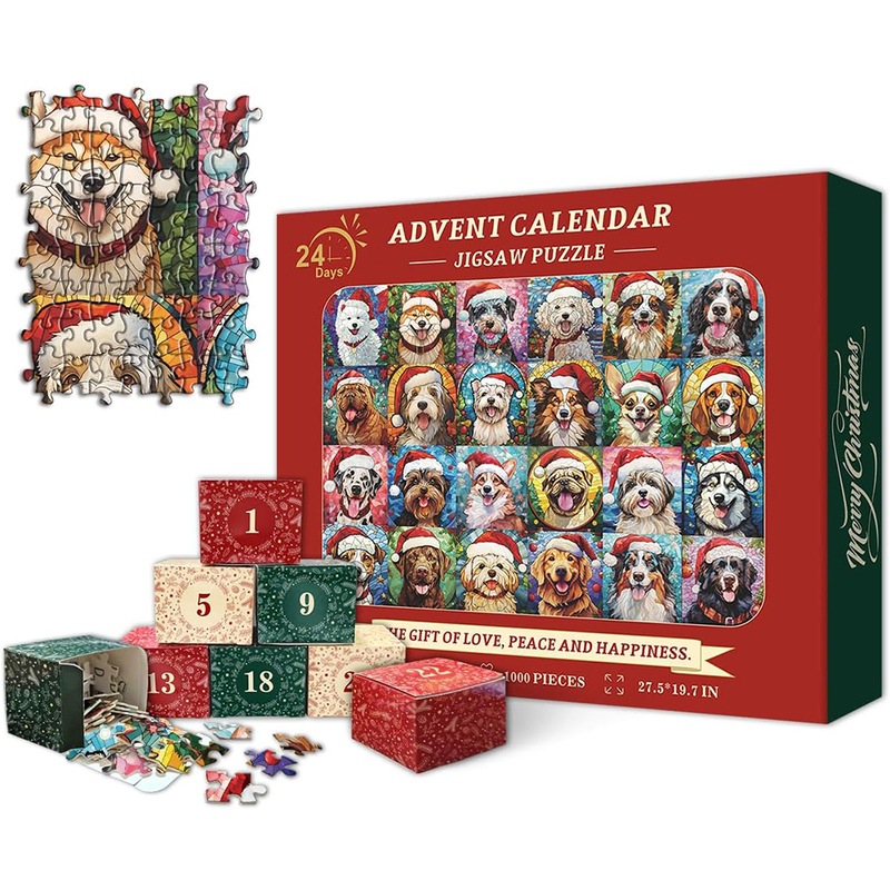 Buy Christmas Advent Calendar 2024 Puzzles for Adults 1000 Pieces Dog