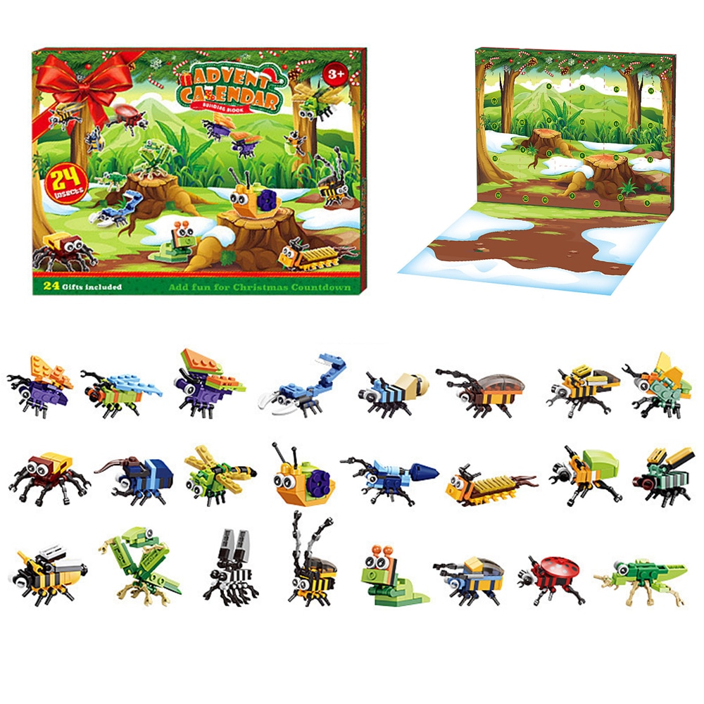 Buy Christmas Advent Calendar Insect Dinosaur Building Blocks Toy ...
