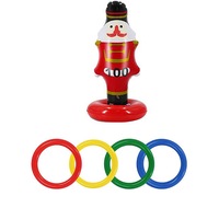 Christmas Inflatable Nutcracker with 4 Rings Kids Throwing Toy