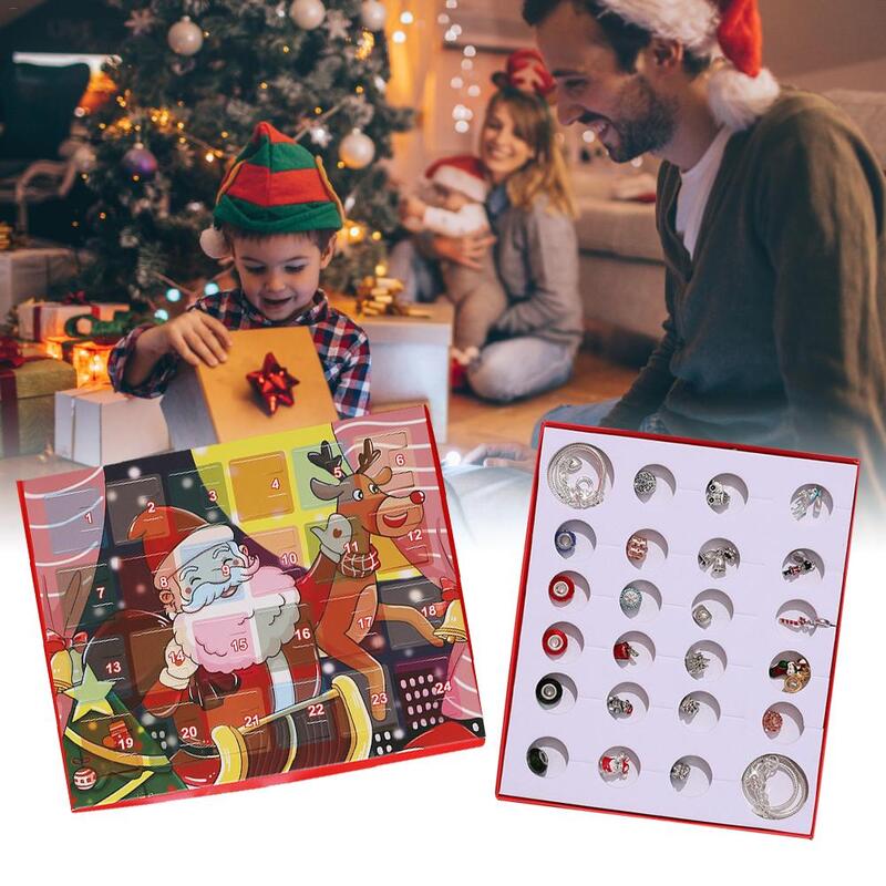 Christmas Jewellery Advent Calendar for Kids Fashion Bracelets Gift Box DIY Bracelets Accessories Set