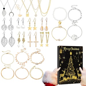 Christmas Jewelry Advent Calendar 24 Days Necklace Bracelet Earrings Countdown Calendar