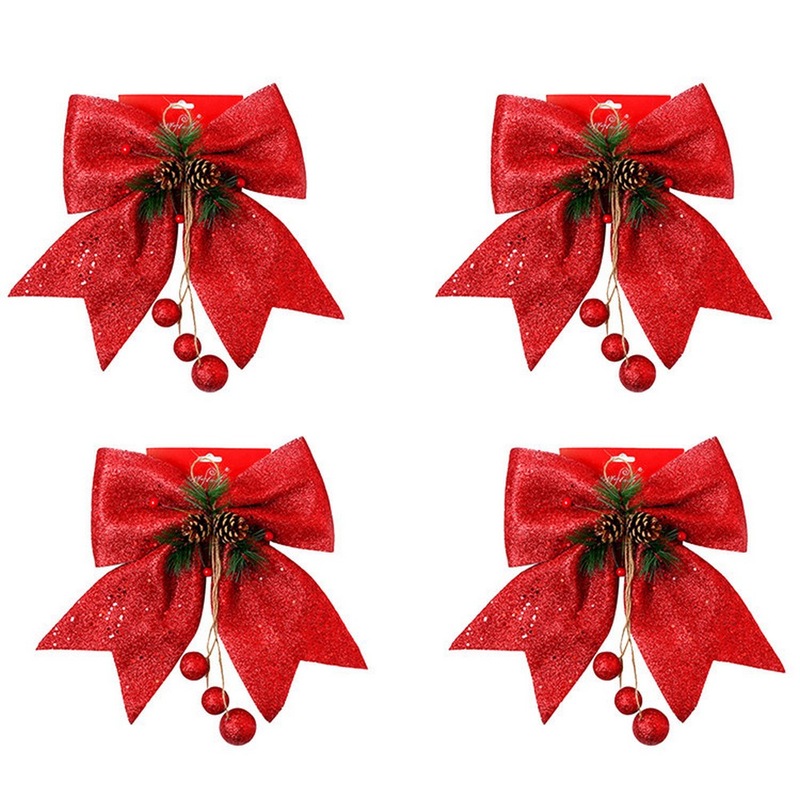 Buy Christmas Tree Bow Ornament Wreaths Glitter Bows Xmas Decor MyDeal