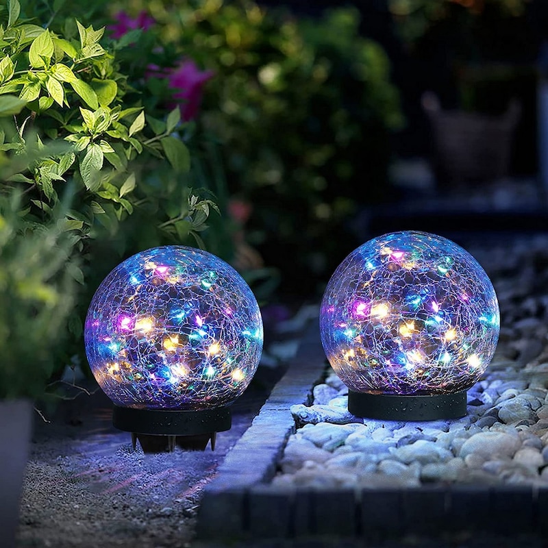 Buy Cracked Glass Solar Globe Lights Solar Powered Ground Plug Light ...