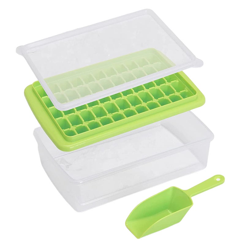 Ice Cube Tray with Lid and Storage Bin for Freezer, Easy-Release 55 Mini  Nugget Ice Tray with Spill-Resistant Cover, Container, Scoop, Flexible  Durable Plastic Ice Mold & Bucket, BPA Free - Blue 