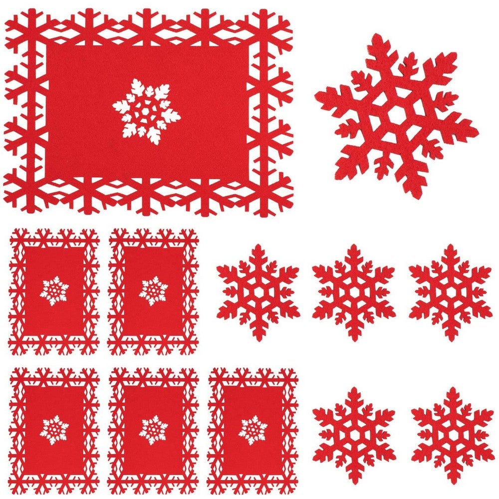 Felt Christmas Table Place Mats and Coasters Snowflake Dinner Table Decoration
