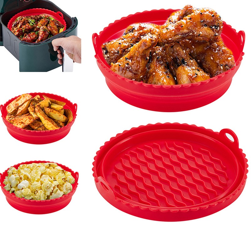 Buy Folding Air Fryer Round Silicone Pot Basket Heat Resistant Easy ...