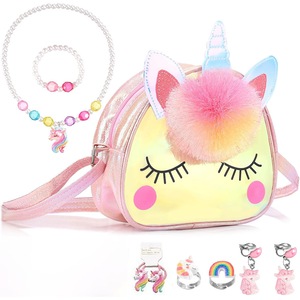 Girls Cute Plush Unicorn Purse Embroidery Crossbody Bag Zipper Shoulder Bag