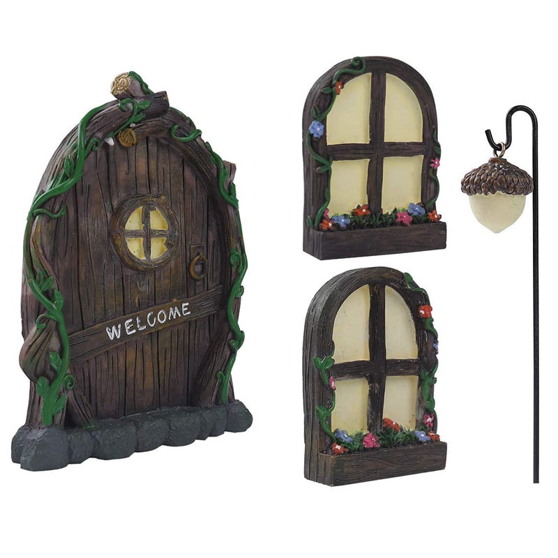  Opening Fairy Door and Window for Trees with Light