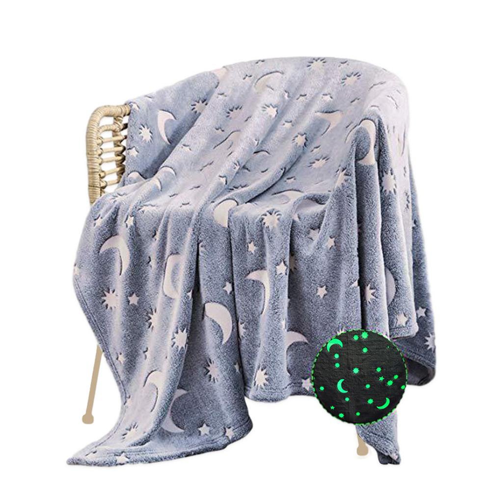 Glow in The Dark Throw Blanket Luminous Blanket Soft Blanket Perfect Gift For Flannel Blanket with Stars and Moon Patterns
