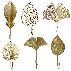 Gold Leaf Decorative Wall Hooks Towel Door Hats and Jewelry Hanger
