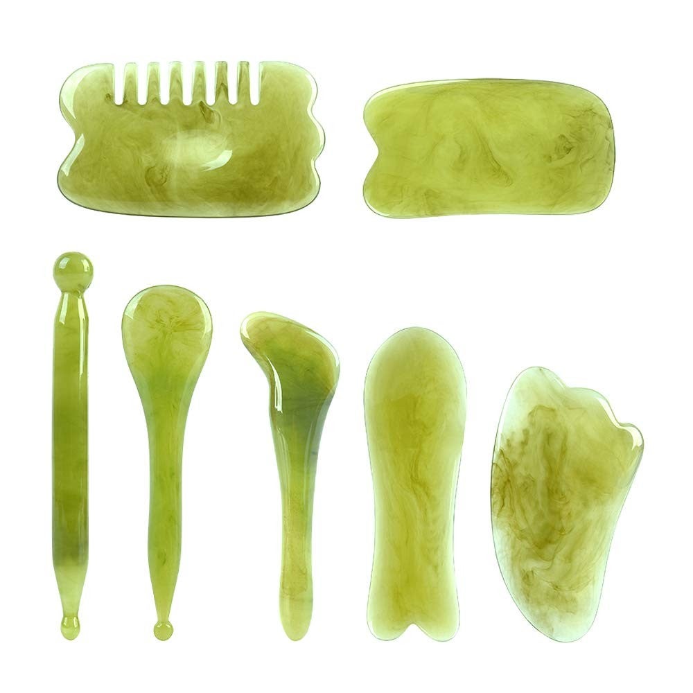 Gua Sha 8-in-1 Scraping Massage Set in Green or Pink Rose