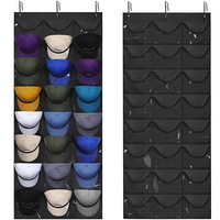 Hat Rack 24 Pocket Over the Door Cap Organizer for Baseball Cap Collection