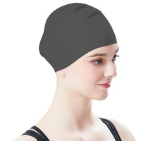 Highly Elastic Silicone Swimming Cap Solid Color Water resistant Ear Protection Swimming Hat for Women Men