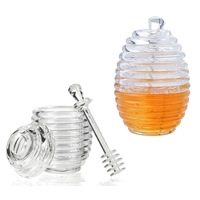 Honey Pot with Stirring Stick and Lid Beehive-shaped Honey Pot