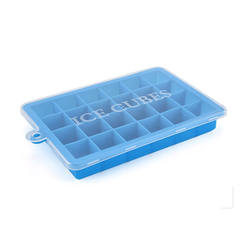 Ice Cube Tray with Lid 24 Grids Ice Cube Molds Silicone Ice Cube Tray Mold Square Shape Ice Cube Maker