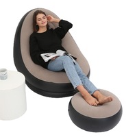 Inflatable Sofa Couch and Footrest Set Flocked Lounge Chair with Ottoman