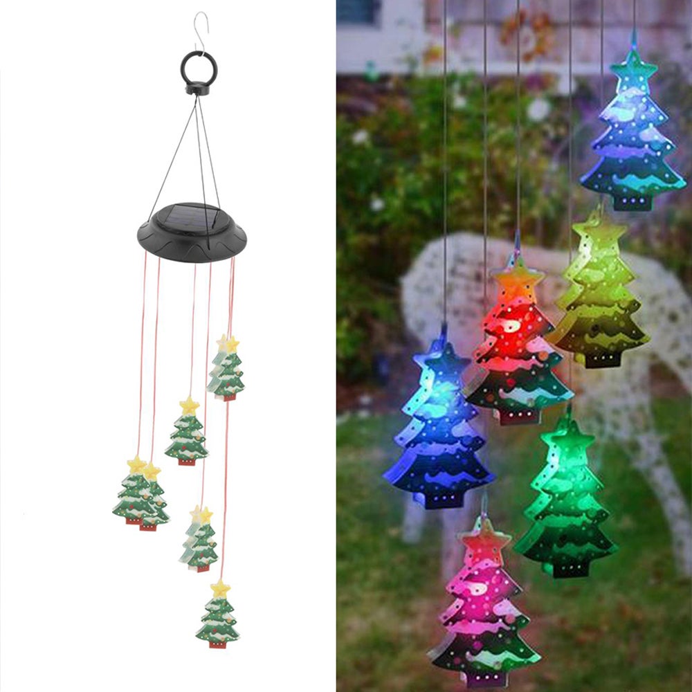 LED Solar Christmas Tree Wind Chime Lights