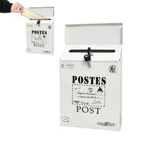 Locking Metal Mailbox Wall Mounted Key Lock Drop Mail Box Pastoral Style