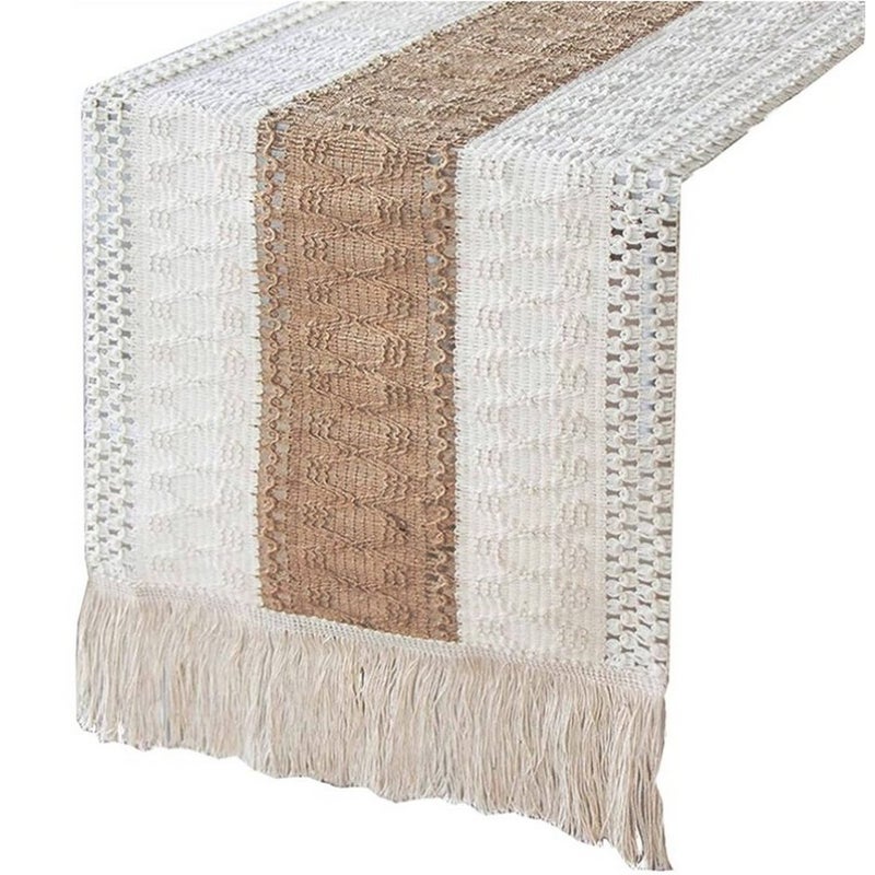 mydeal.com.au | Macrame Table Runners with Tassels Natural Burlap Cotton Table Flag