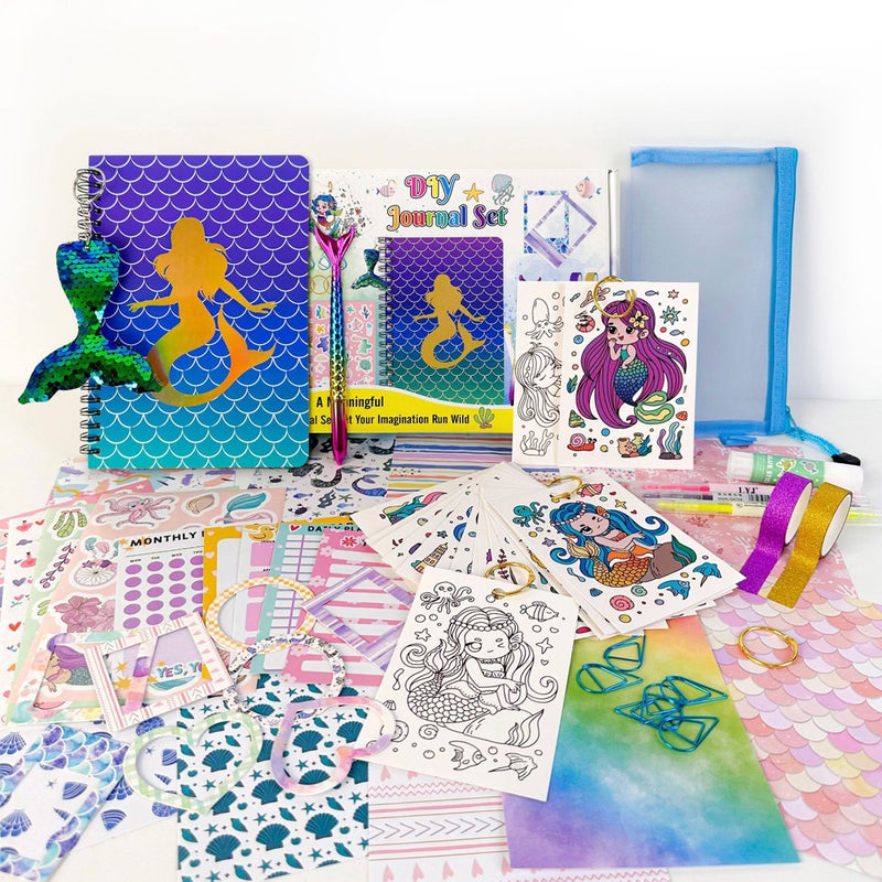 Buy Mermaid DIY Journal Kit for Girls Scrapbooking and Diary Supplies  Stickers Set - MyDeal