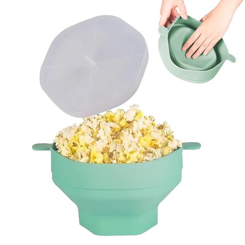 Buy Microwave Popcorn Popper Silicone Popcorn Bowl With Lid for Home ...