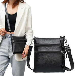 Multi Zipper Pocket Women's Mobile Phone Bag Crossbody Bag Shoulder Bag with Detachable Strap
