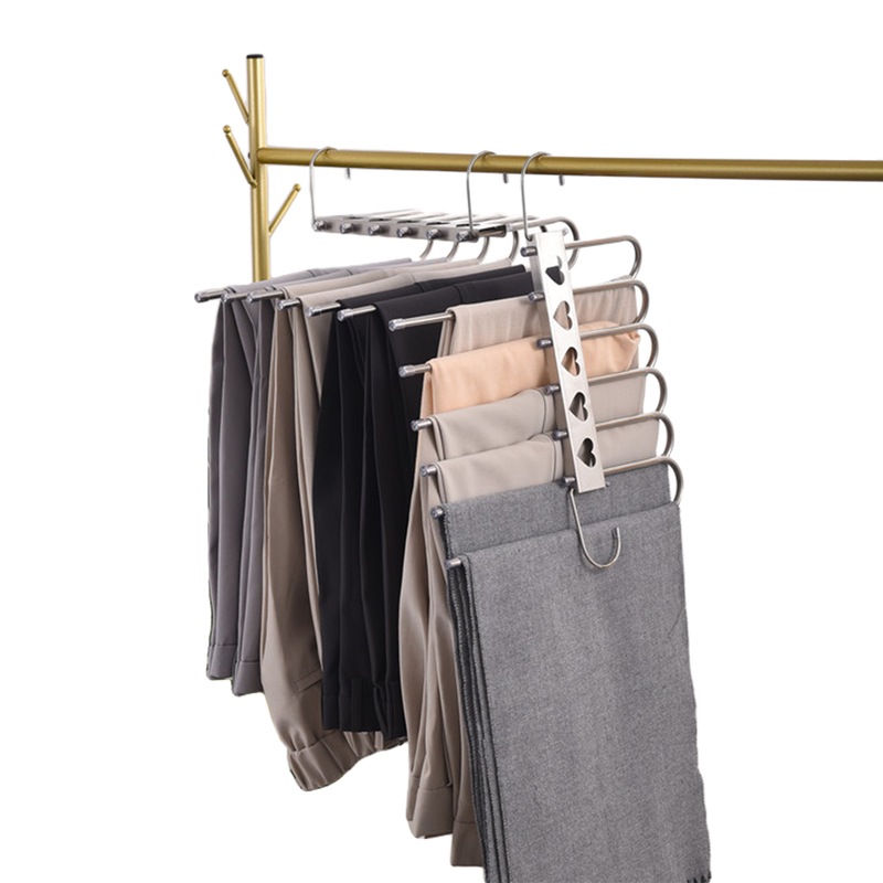 2 Pack Closet Organizers And Storage,6 Tier Pants Hangers Space Saving Skirt Hangers Organizer College Dorm Room Essentials