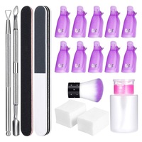 Nail Art Tool Set Gel Nail Polish Remover Tools Kit Nail Gel Polish Removal Pad Remover Clip Brush Cuticle Pusher File Tool Kit Manicure Tools