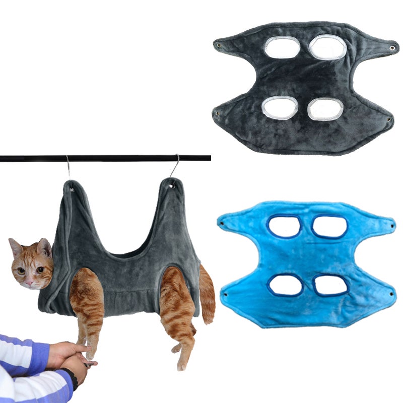 Pet Grooming Hammock Bathing Drying Towel Nail Trimming Scratching Restraint Hammock for Dog and Cat with 2 Hooks