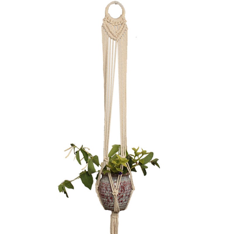 Plant Pot Holder Cotton Macrame Hanger Flowerpot Braided Basket Hemp