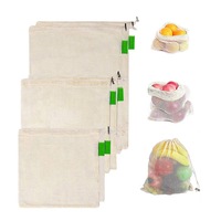 Premium Reusable Cotton Mesh Natural Vegetable Fruit Storage Pouch