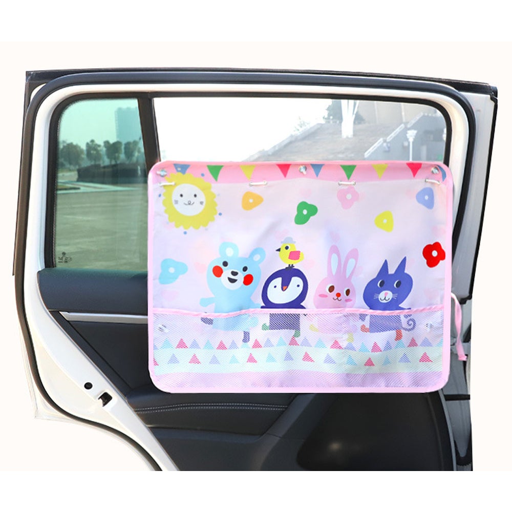 Printed Car Sunshade with Mesh Pocket Car Window Sunshad