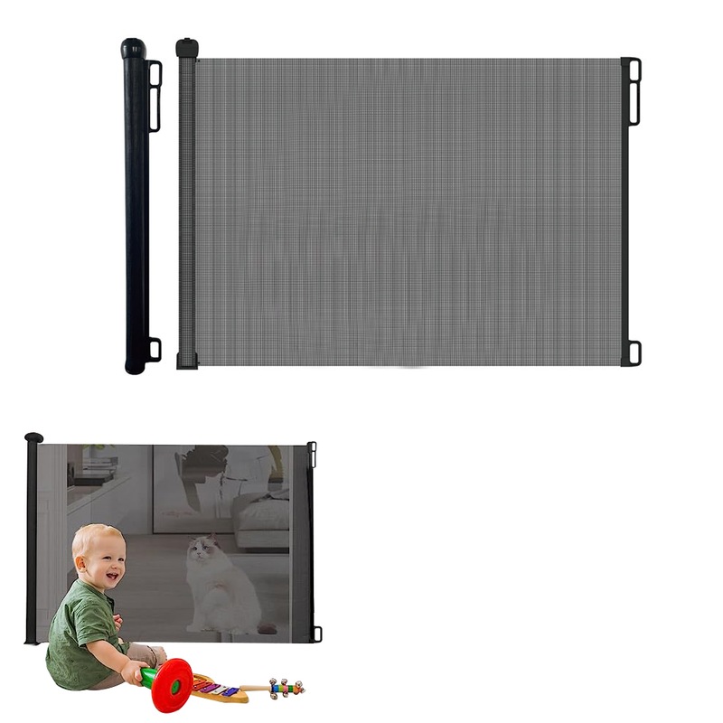 Buy Retractable Dog Pet Mesh Stairs Gate Pets Barrier for Dog Cat Baby