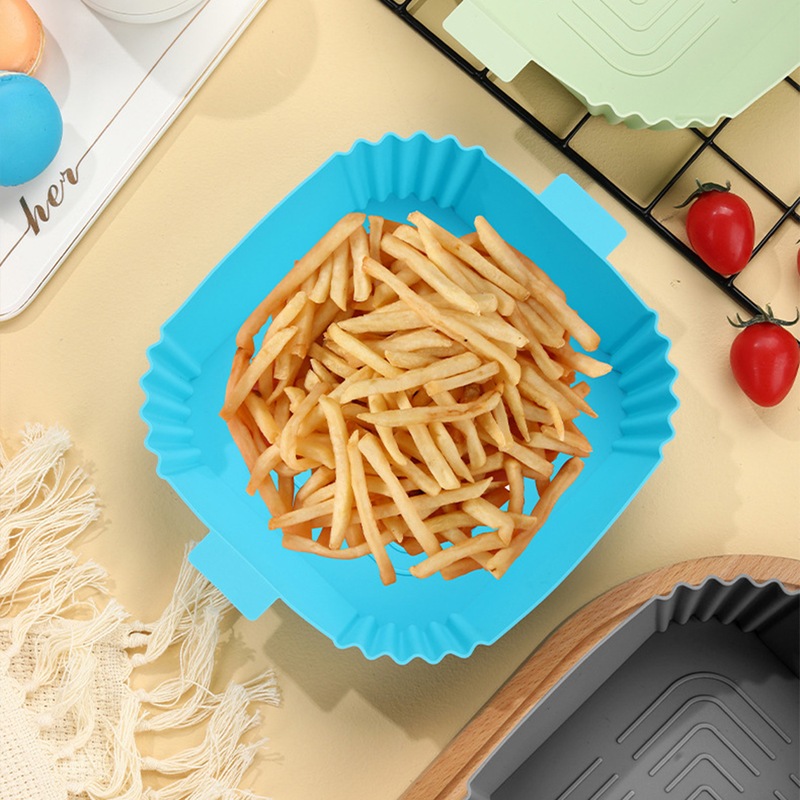 Buy Reusable Square Air Fryer Silicone Pot Oven Baking Tray Pan Air