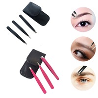 Set of 3pcs Eyebrow Tweezers Set Eye Tweezers Stainless Steel Eyebrow Removal Tool Slant Tip/Point Tip/Flat Tip Eyes Tweezers