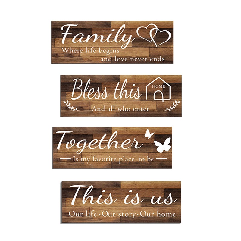 Buy Set of 4Pcs Home Wall Signs Wall Art Decor Farmhouse Entryway Signs ...