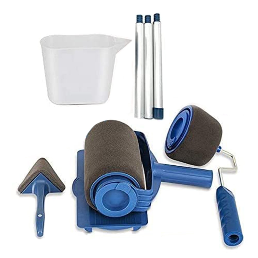 Set of 6Pcs Paint Roller Brush Kit with Stainless Steel Extension Poles Unbranded
