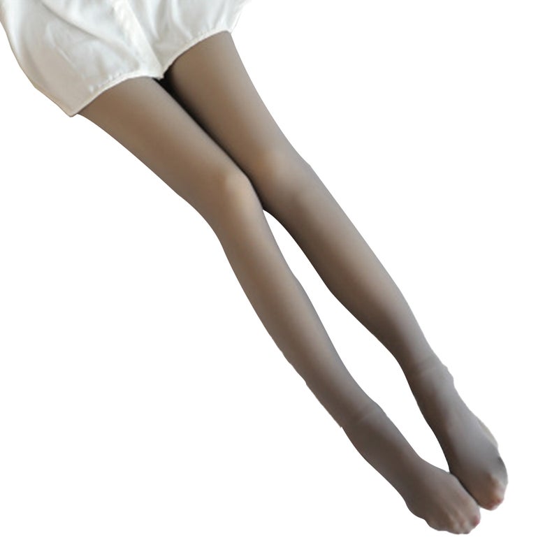 Women Winter Fleece Grey Fake Nude Plush Warm Thick Pantyhose Stockings  Tights