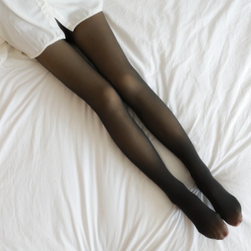 Black Faux Stockings With Lock & Key Wrapping Chain - Pantyhose