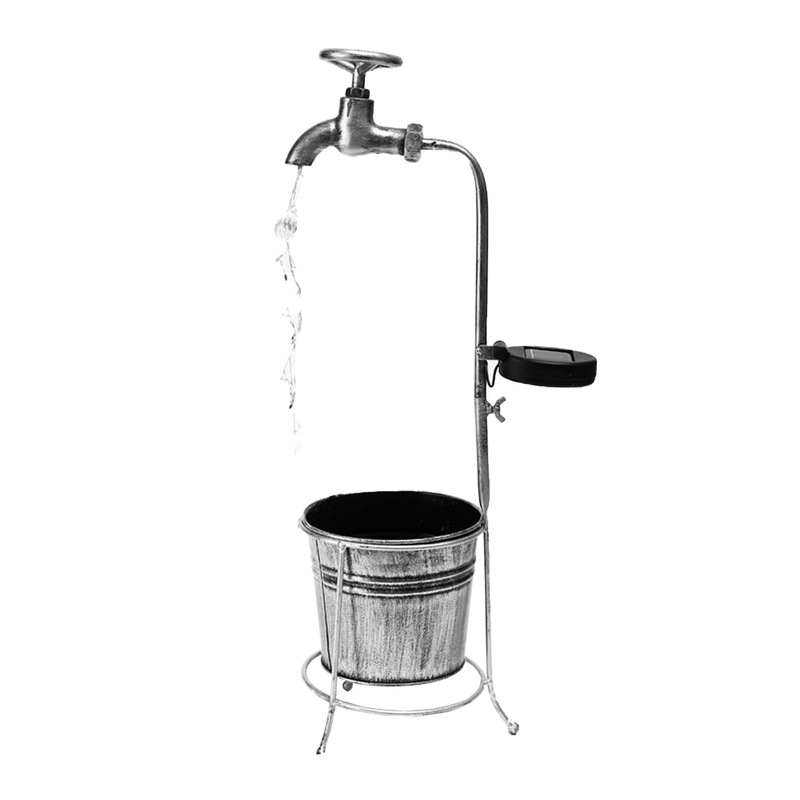 Buy Solar Faucet LED Light with 1 Planter Retro Metal Faucet Garden