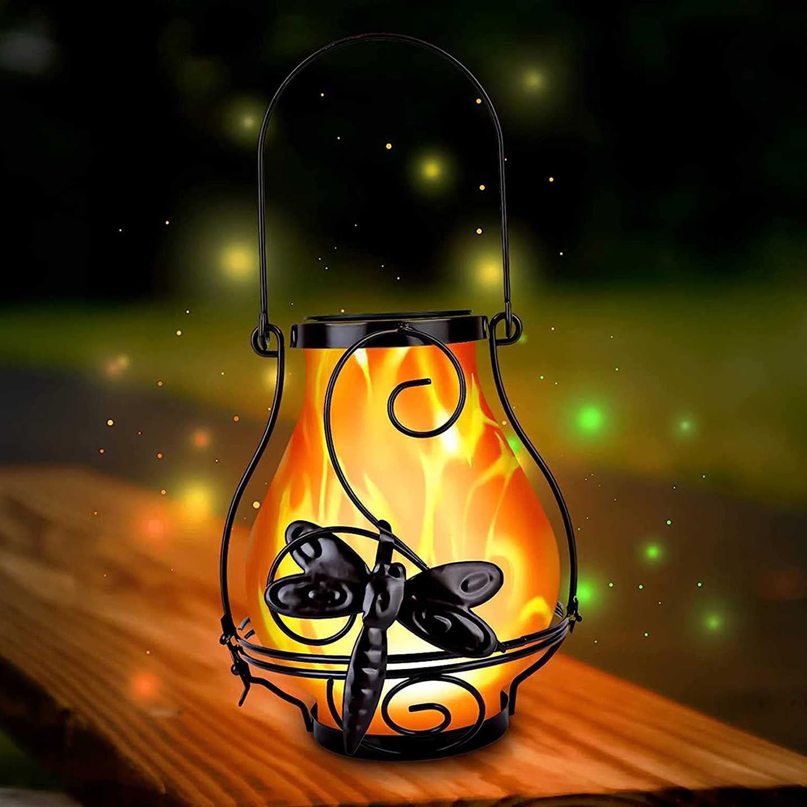 Flame on sale lanterns solar