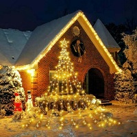Solar LED Star Waterfall Lights Christmas Tree Decor String Lights