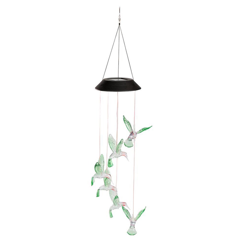 Solar-powered Colour-Changing LED Solar Hummingbird Wind Chime Home Hanging Decoration Wind Chime
