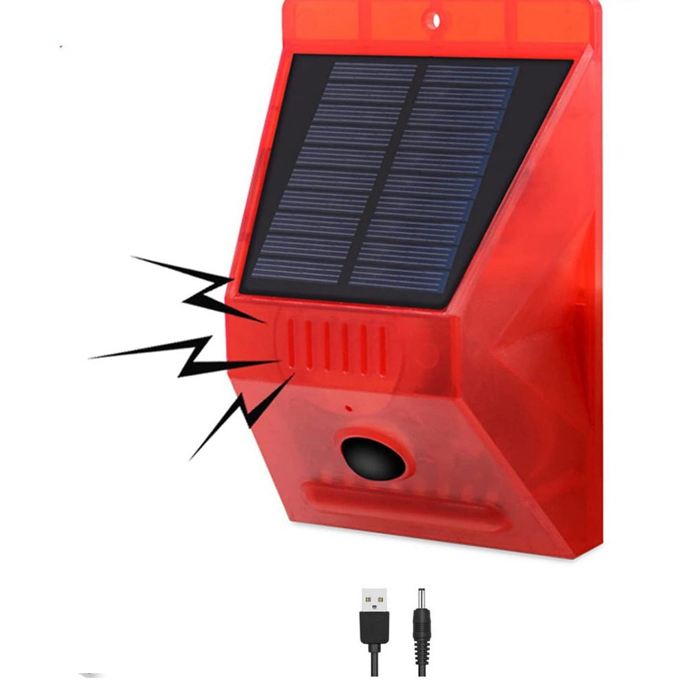 Solar Warning Light Alarm LED Strobe Light Wireless Motion Sensor