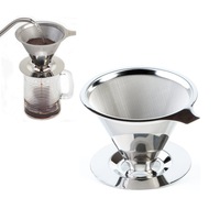 Stainless Steel Drip Cone Coffee Filter Portable Cone Pour-Over Coffee Metal Fine Mesh