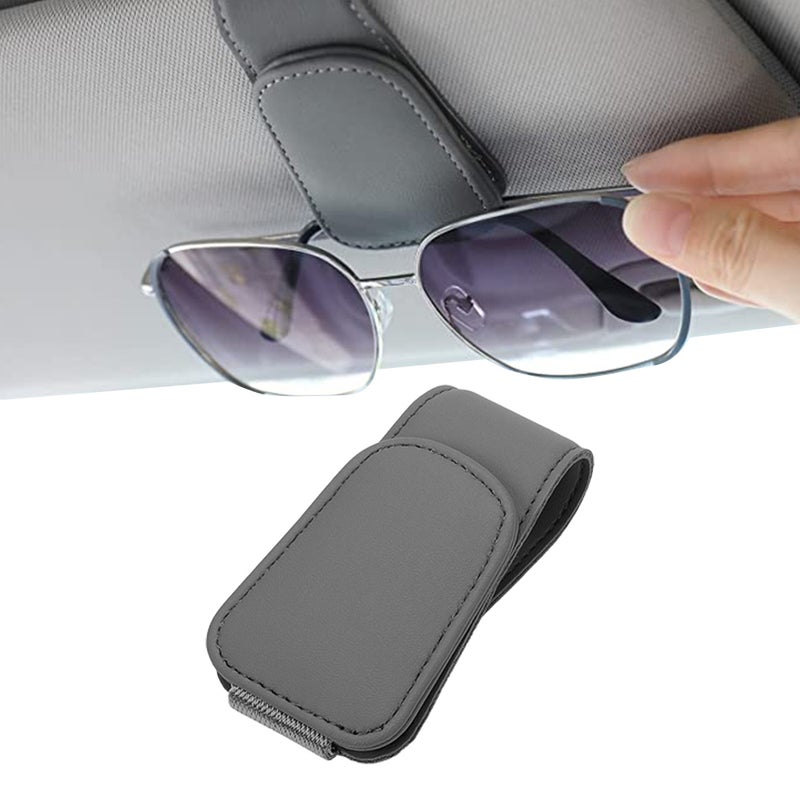 Buy Sunglass Holder for Car Visor Magnetic Leather Sunglass Holder - MyDeal