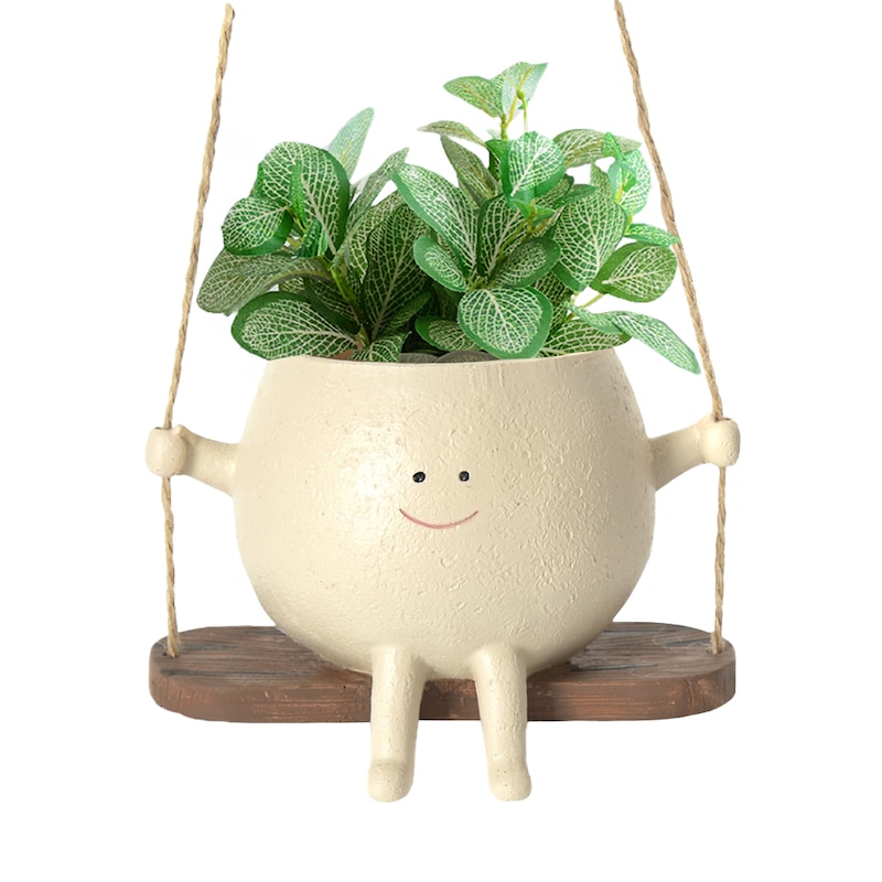 Buy Swing Face Planter Pot Hanging Resin Head Succulent Creative Flower ...