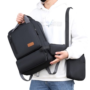 Three Piece Solid Color Men Backpack Computer Bag Business Bag Shoulder