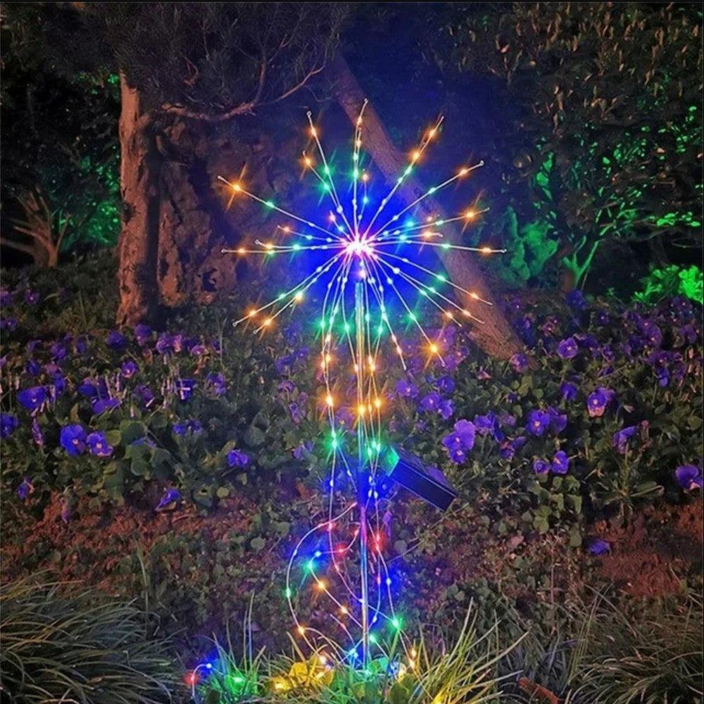 Colorful Solar Fireworks LED Fairy Lights Copper Wire Ground Light Christmas Home Decoration