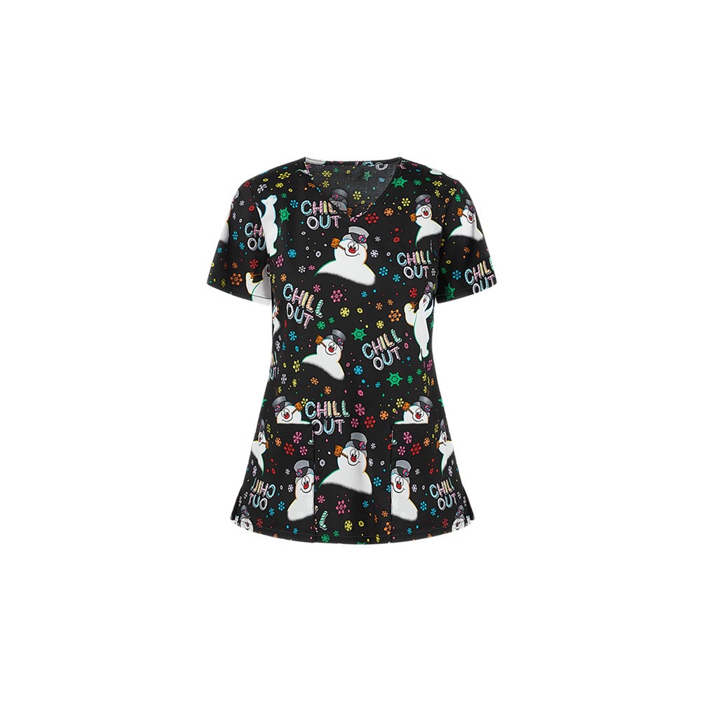 Women Christmas Printed Top with Pockets